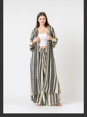 R1-RHEA BOHO Striped Elegant Duster SET